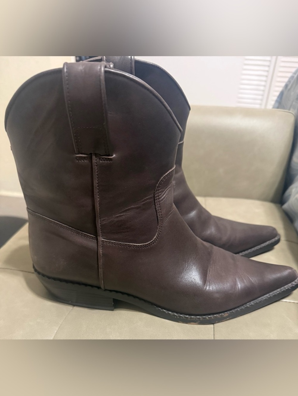 Michael Kors Dark Brown Leather Ankle Boots - Picture 9 of 13